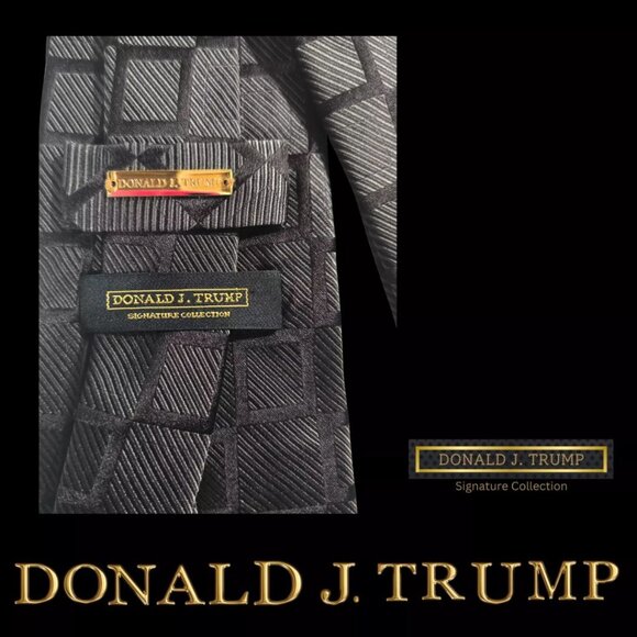 Donald J. Trump Signature Collection Necktie Tie Brown Geometric NEW Tie Box - Picture 3 of 3